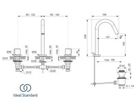 MEDIDAS BATERIA AMERICANA LAVABO JOY IDEAL STANDARD